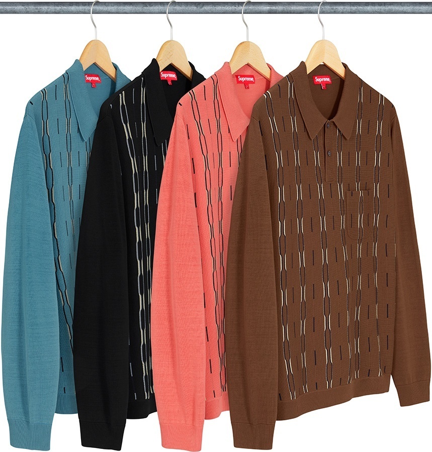 Vertical Stripe Knit L/S Polo